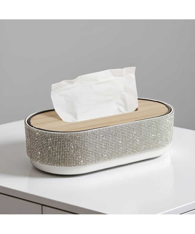KissICON Silvery Sparkling Rhinestone Bling Handcrafted Tissue Box – Gift