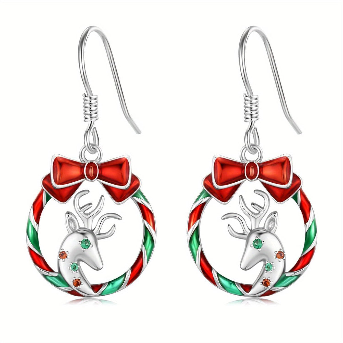 KissICON Silvery Sterling Silver Reindeer Earrings – Festive Christmas Gift