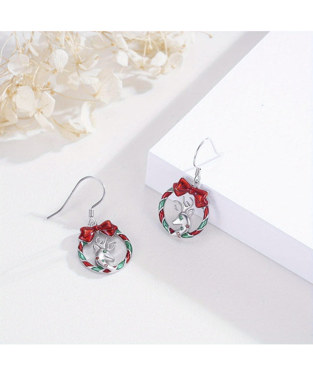 KissICON Silvery Sterling Silver Reindeer Earrings – Festive Christmas Gift