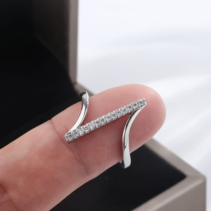 KissICON Simple 925 Silver Plated Ring for Women Fashion Geometric Line Jewelry Sterling Silver Jewelry Couple Ring Engagement Jewelry