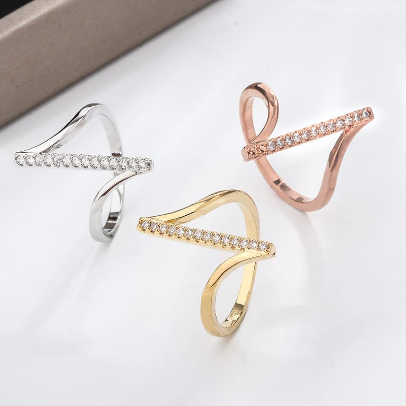 KissICON Simple 925 Silver Plated Ring for Women Fashion Geometric Line Jewelry Sterling Silver Jewelry Couple Ring Engagement Jewelry