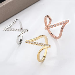 KissICON Simple 925 Silver Plated Ring for Women Fashion Geometric Line Jewelry Sterling Silver Jewelry Couple Ring Engagement Jewelry