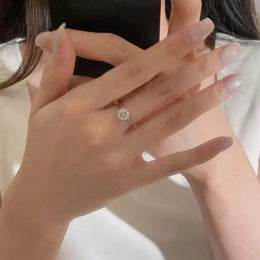 KissICON Six-Claw Round Cut Diamond Ring, Minimalist Promise Ring For Women's Daily Wear