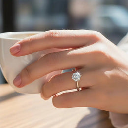 KissICON Six-Claw Round Cut Diamond Ring, Minimalist Promise Ring For Women's Daily Wear