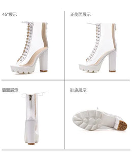 KissICON Size 42 Sexy Transparent PVC Platform Casual Boots