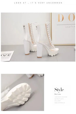 KissICON Size 42 Sexy Transparent PVC Platform Casual Boots