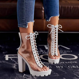 KissICON Size 42 Sexy Transparent PVC Platform Casual Boots