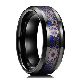 KissICON size 8 / Blue Handmade Diamond Ornate Geometric 3D Band Ring Gear Spinner Rings Rotating Mechanical Decompression Anxiety Ring for Women Men