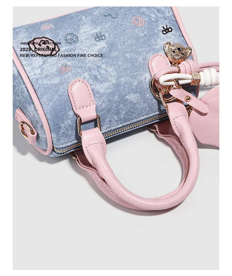 KissICON SKY BLUE / (20cm<Max Length<30cm) Dusty Dawn Pink Pillow Women's Denim Multi-way