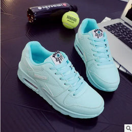 Dropshipman SKY BLUE / 36 Women Fashion Sneakers Air Cushion Sports Shoes Pu Leather Blue Shoes White Pink Outdoor Walking Jogging Shoes Female Trainers