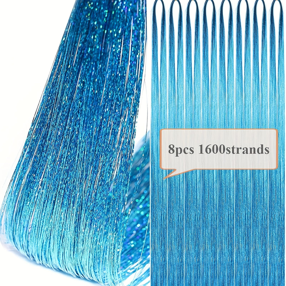 KissICON Sky Blue 48 Inch Silvery Hair Tinsel Kit