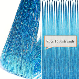 KissICON Sky Blue 48 Inch Silvery Hair Tinsel Kit