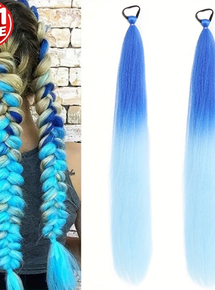 KissICON Sky Blue A / 26inch Kissicon Synthetic Straight Ponytail Elastic Tie