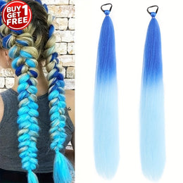 KissICON Sky Blue A / 26inch Kissicon Synthetic Straight Ponytail Elastic Tie