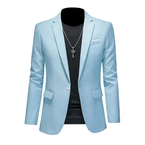 KissICON Sky blue / Asia 6XL(185cm-98kg) Mens Slim Fit Casual Fashion Wedding Tuxedo Blazer