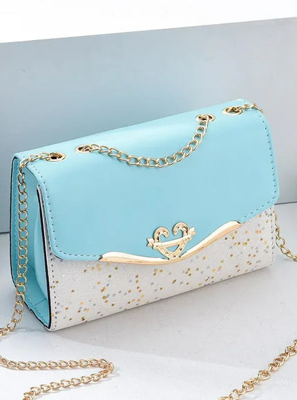 KissICON Sky Blue / Bag only Faux Leather Chain Crossbody – Shoulder Purse Day