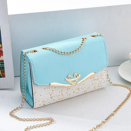 KissICON Sky Blue / Bag only Faux Leather Chain Crossbody – Shoulder Purse Day