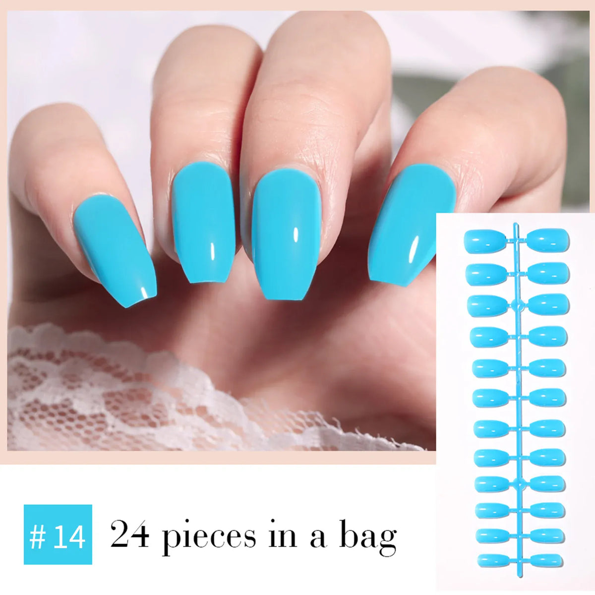 KissICON sky blue KissIcon LULAA 24Pcs Press On Acrylic Nails Detachable