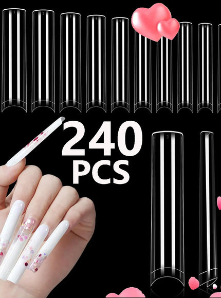 KissICON SKY BLUE KissIcon Short Almond Nail Tips Clear Gel Press