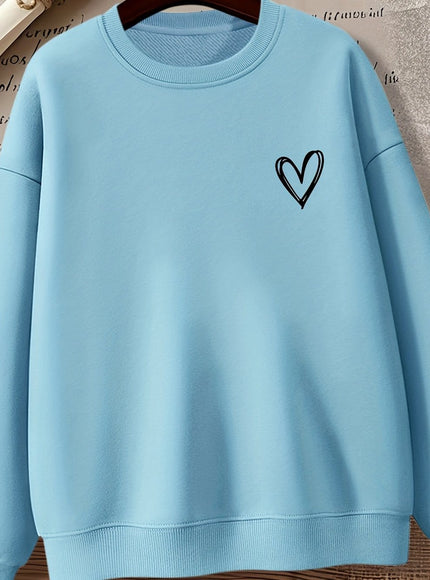 jkthpu-45 Sky Blue / UK 16 Women'S Gray Crew Neck Sweatshirt with Heart Design