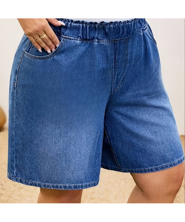 jkthpu-45 Sky Blue / UK 18 Chic PlusSize Light Wash WideLeg Denim Shorts