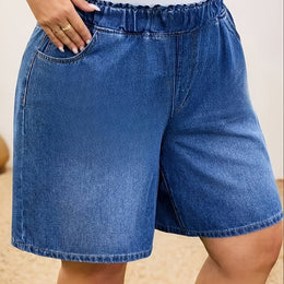 jkthpu-45 Sky Blue / UK 18 Chic PlusSize Light Wash WideLeg Denim Shorts