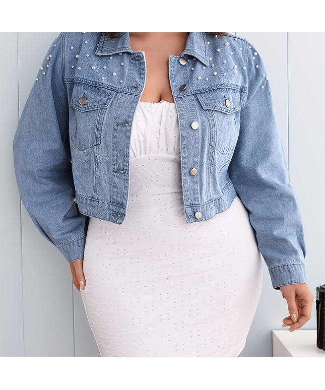 jkthpu-45 Sky Blue / UK 18 Pearl Rivet Vintage Light Blue Denim Jacket