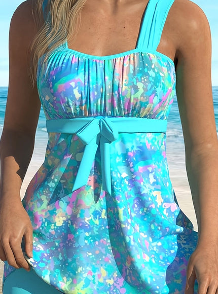 KissICON Sky Blue / UK 22 Curvaswim Curve Floral Tankini – Matching