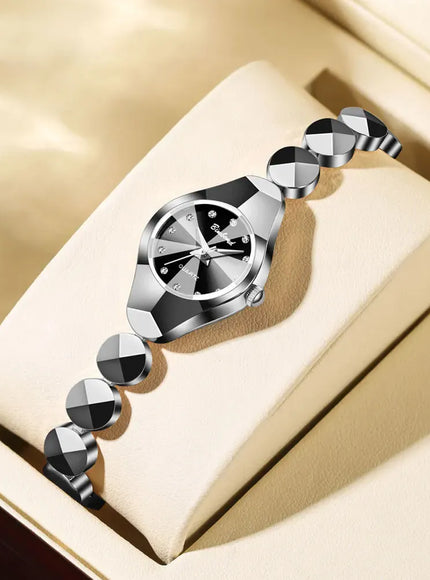 KissICON Sliver black KissIcon UTHAI Women Watch Stainless Bracelet - Waterproof