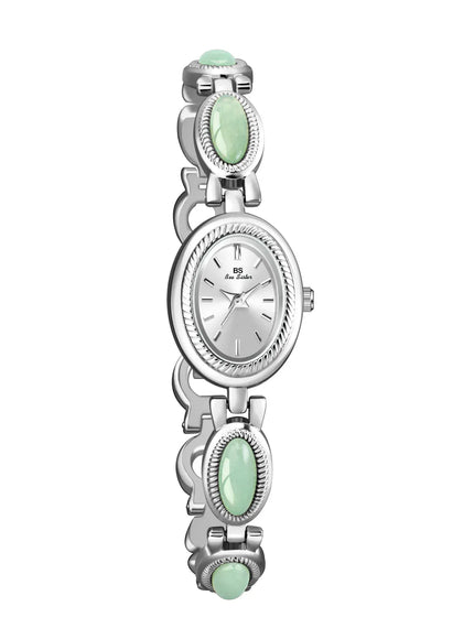 KissICON Sliver Uthai Womens Watch Waterproof Hotan Jade Luxury Bracelet