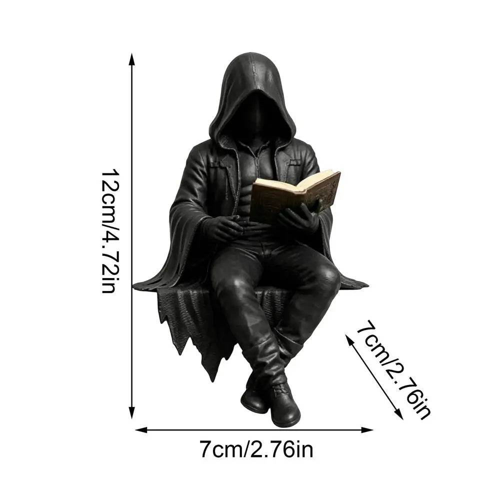 KissICON small Halloween  Aesthetic Spooky Statue Figurine Bookshelf Decor Goth Fantasy Art Mystery Man Decor for Table Centerpiece Shelf