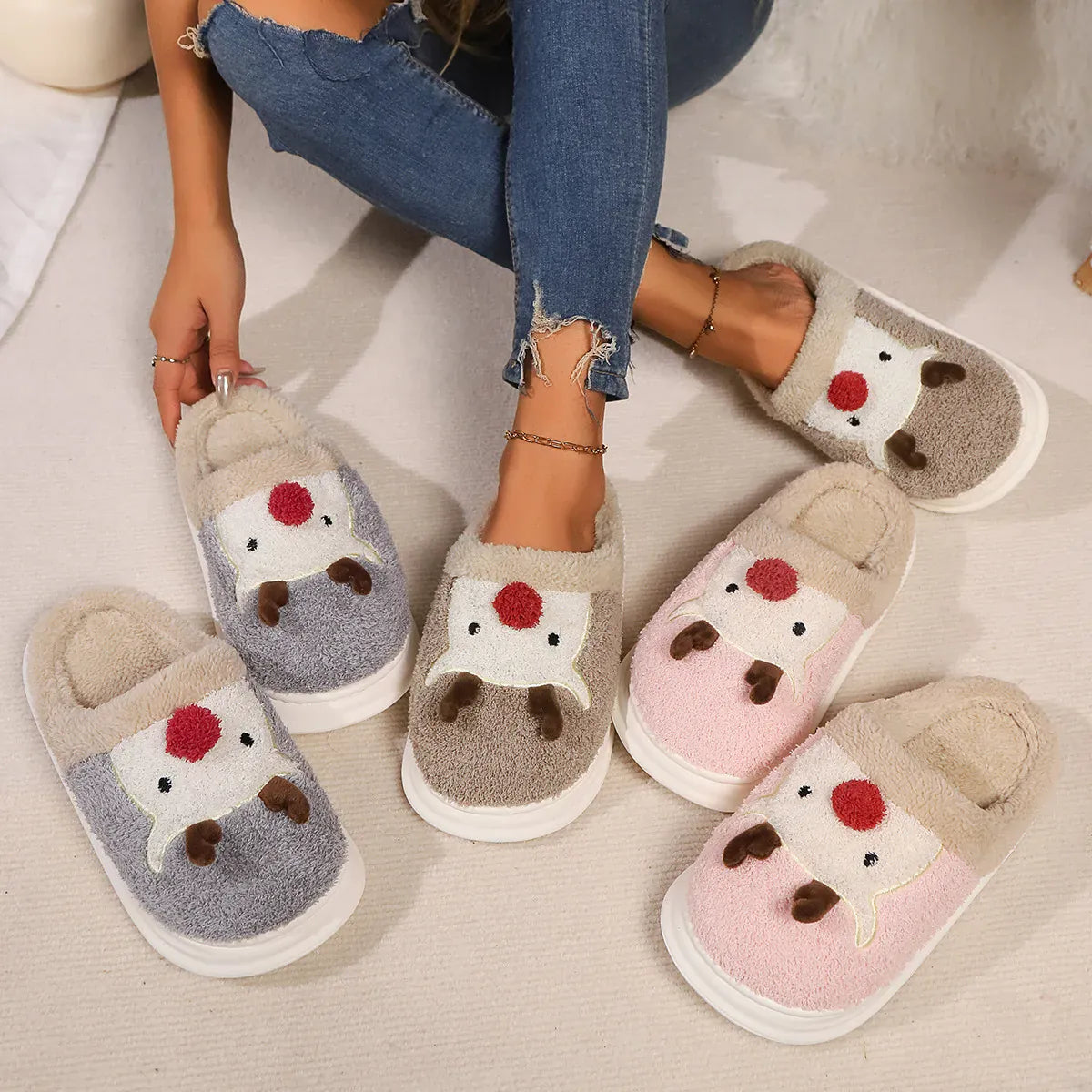 KissICON Smile PoP Cute Women Slippers Indoor Fuzzy Women