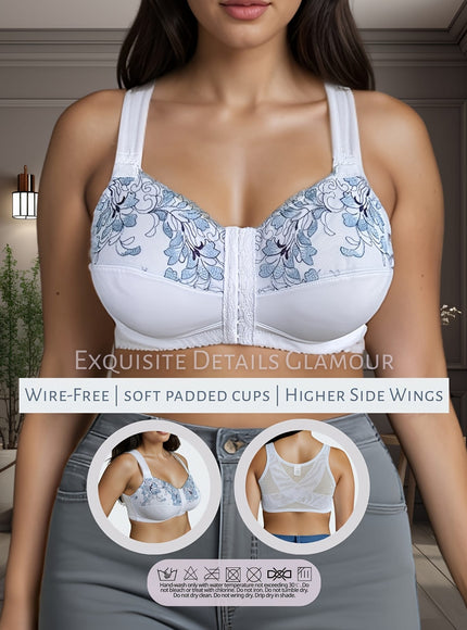 KissICON Soft Blue Flowers Fresh Embracing White Lingerie