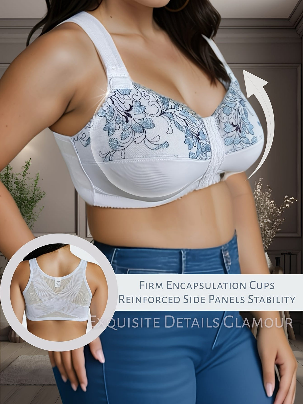 KissICON Soft Blue Flowers Fresh Embracing White Lingerie