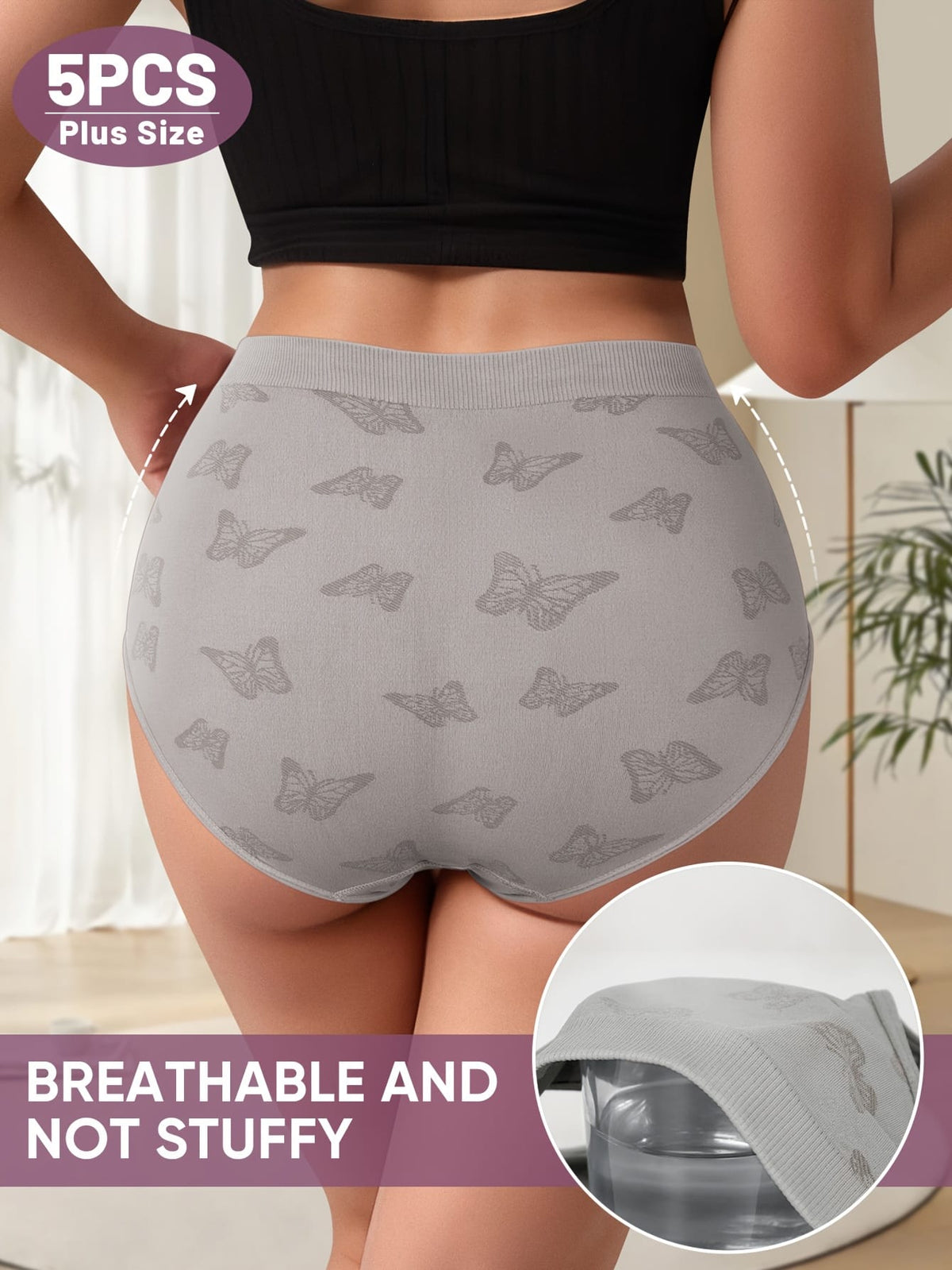jkthpu-45 Soft Breathable Plus Size Minimalist Summer Briefs 5pc