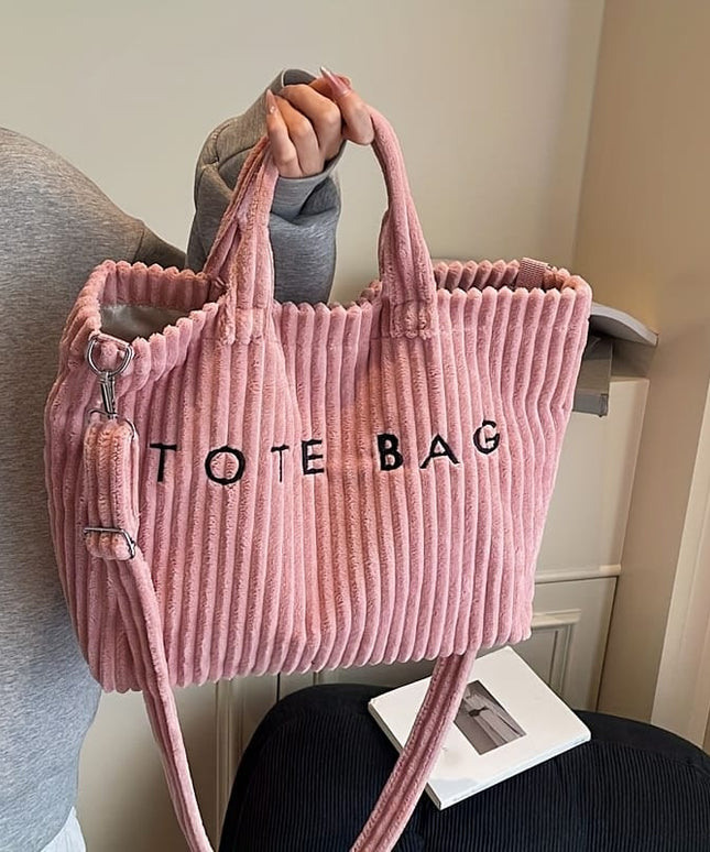 jkthpu-45 Soft Corduroy Tote Chic White Bag for Trips  Gifts