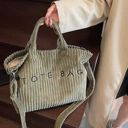 jkthpu-45 Soft Corduroy Tote Chic White Bag for Trips  Gifts