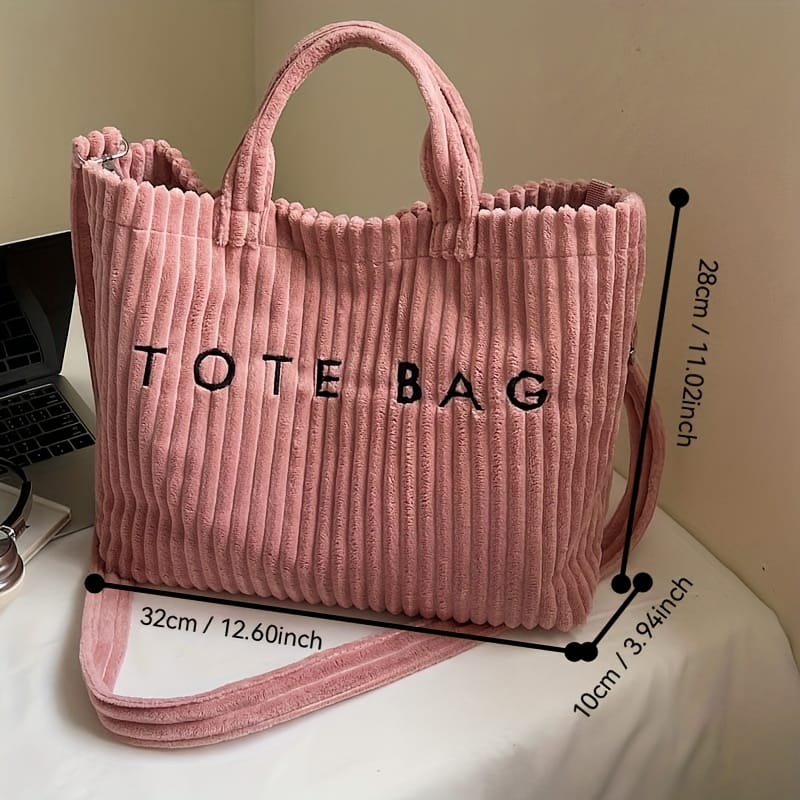 jkthpu-45 Soft Corduroy Tote Chic White Bag for Trips  Gifts