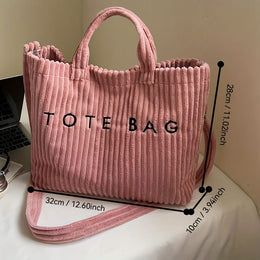 jkthpu-45 Soft Corduroy Tote Chic White Bag for Trips  Gifts