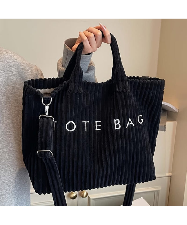 jkthpu-45 Soft Corduroy Tote Chic White Bag for Trips  Gifts