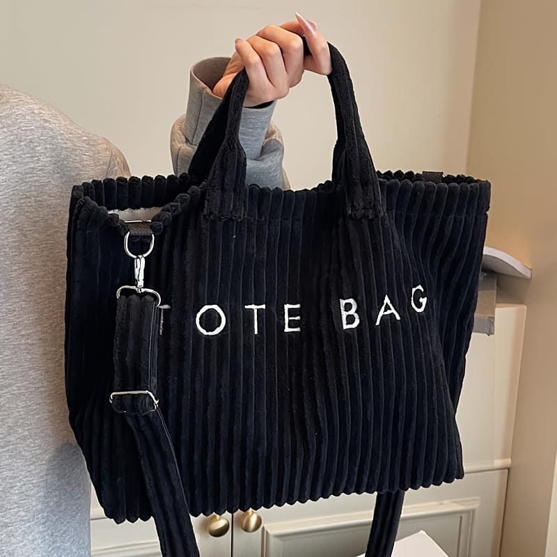 jkthpu-45 Soft Corduroy Tote Chic White Bag for Trips  Gifts