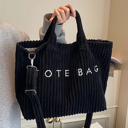 jkthpu-45 Soft Corduroy Tote Chic White Bag for Trips  Gifts