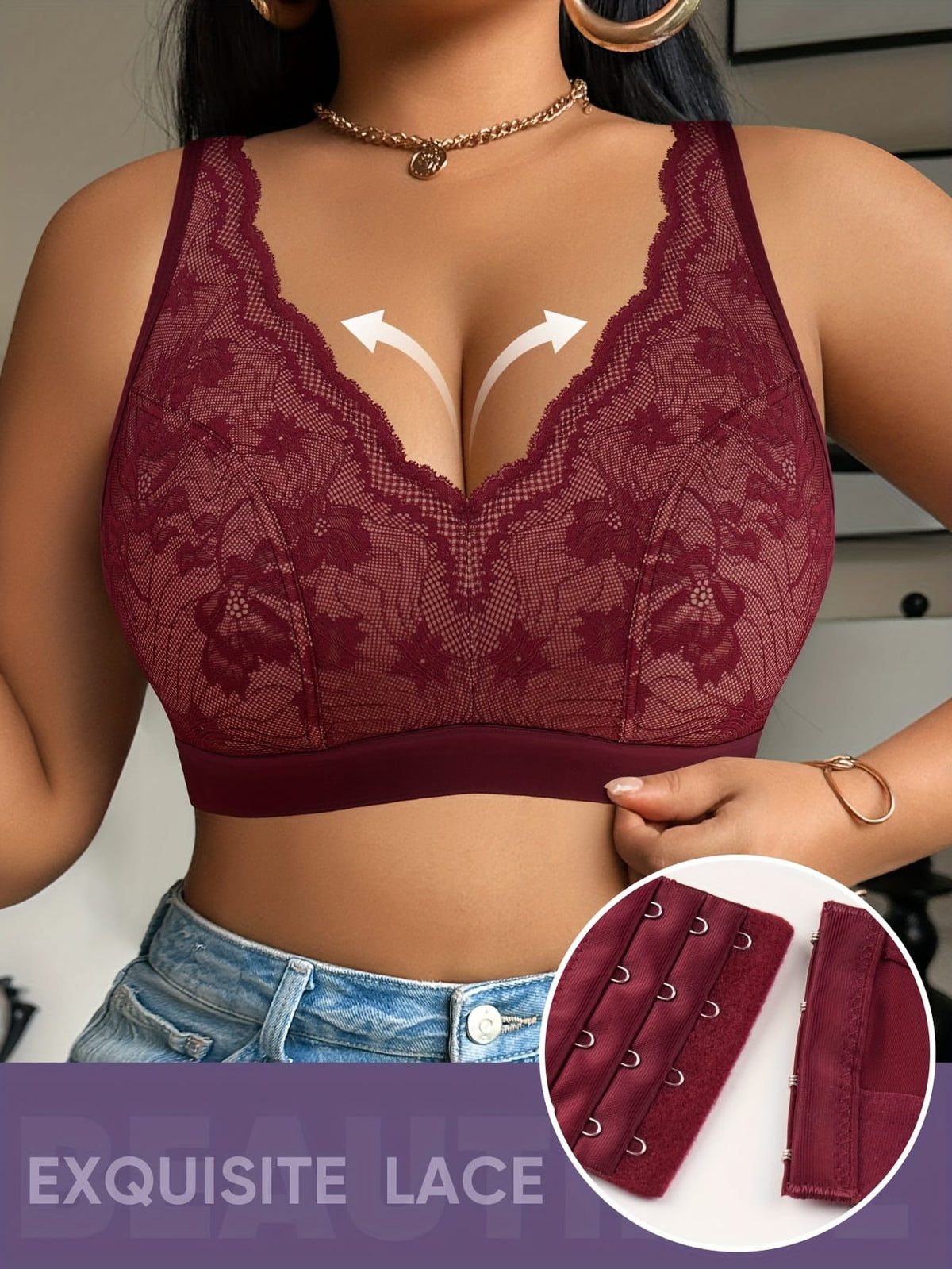 KissICON Soft Full Coverage Curve Lace Pushup Bra
