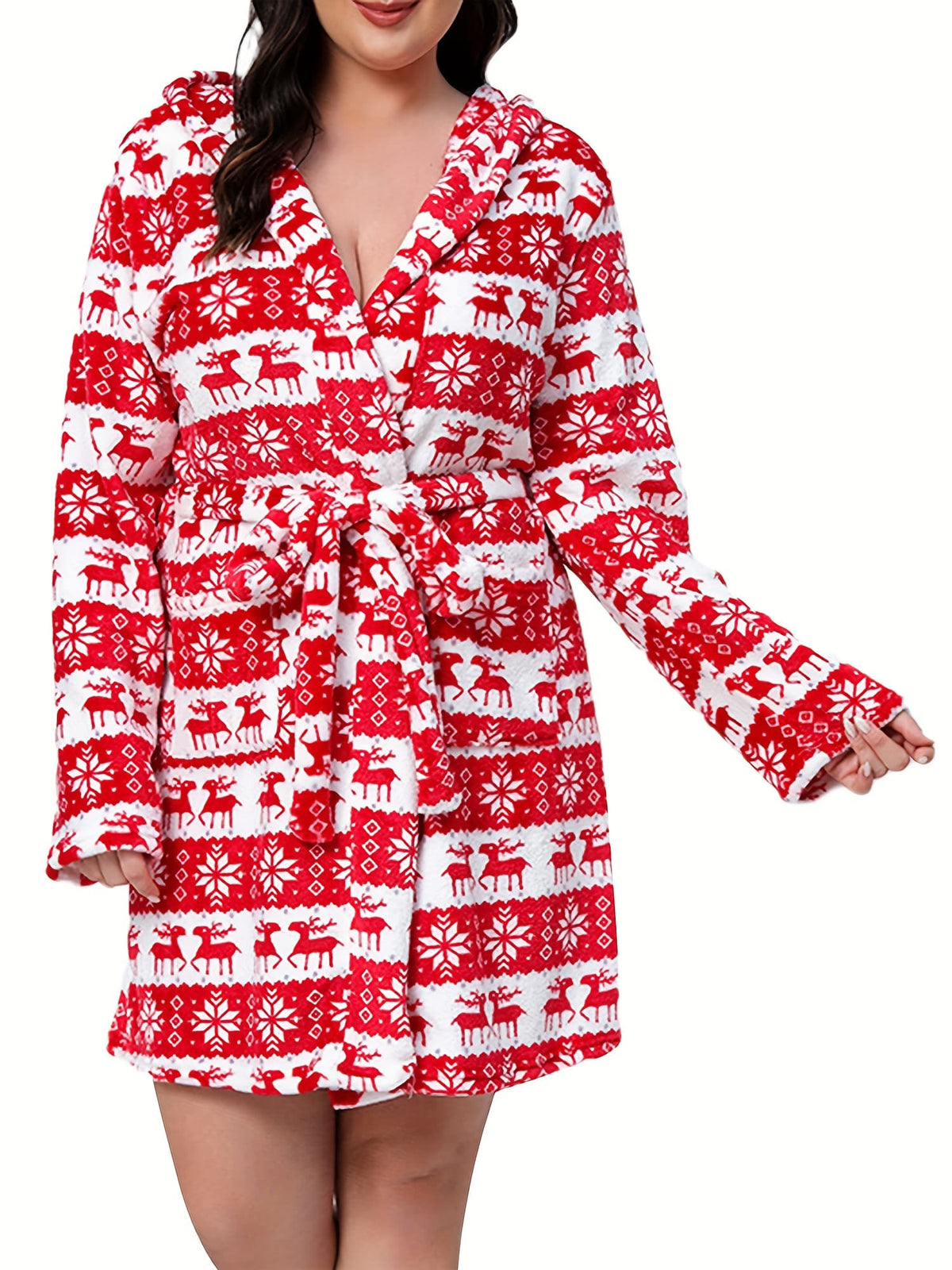 KissICON Soft Plush Hooded Robe – Cozy Christmas Lounging