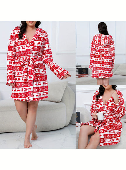 KissICON Soft Plush Hooded Robe – Cozy Christmas Lounging