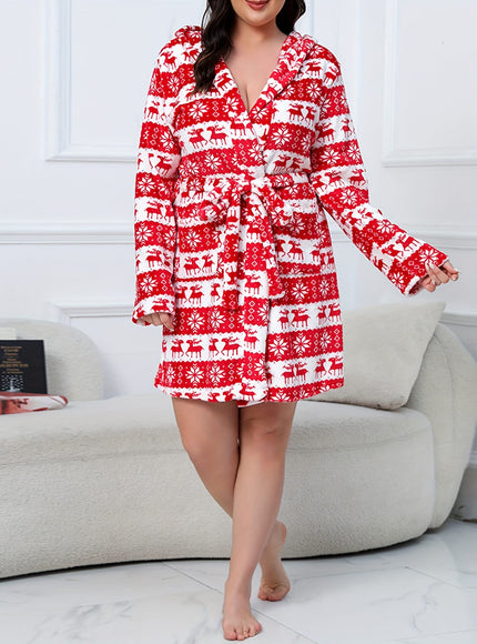 KissICON Soft Plush Hooded Robe – Cozy Christmas Lounging