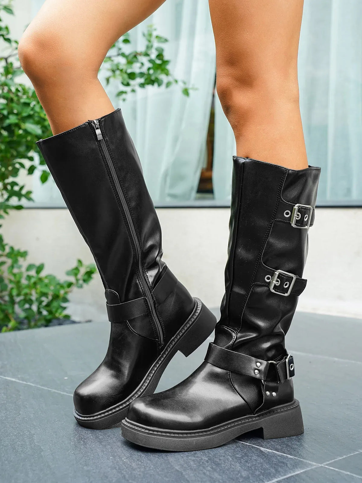 KissICON Soft PU Leather Women's Autumn Black Brown Long