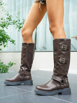 KissICON Soft PU Leather Women's Autumn Black Brown Long