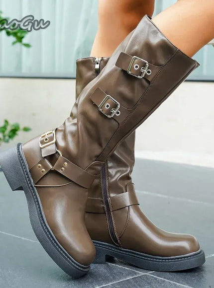 KissICON Soft PU Leather Women's Autumn Black Brown Long