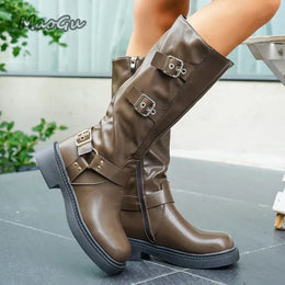 KissICON Soft PU Leather Women's Autumn Black Brown Long